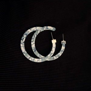 Blue design hoop earrings